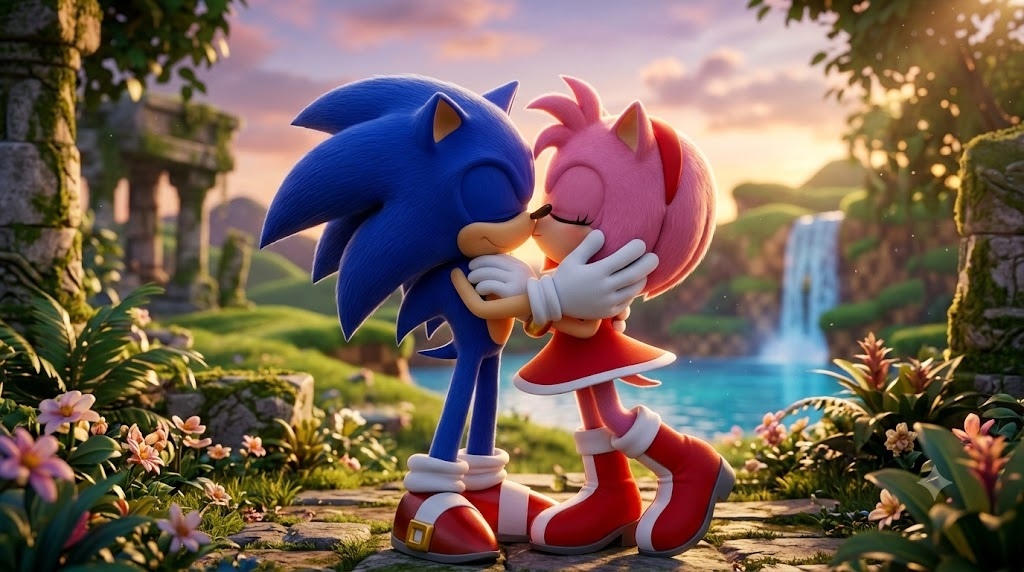 sonic and ammy kissing
