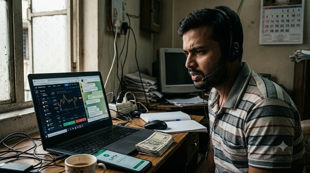 Indian scammer scamming money through crypto