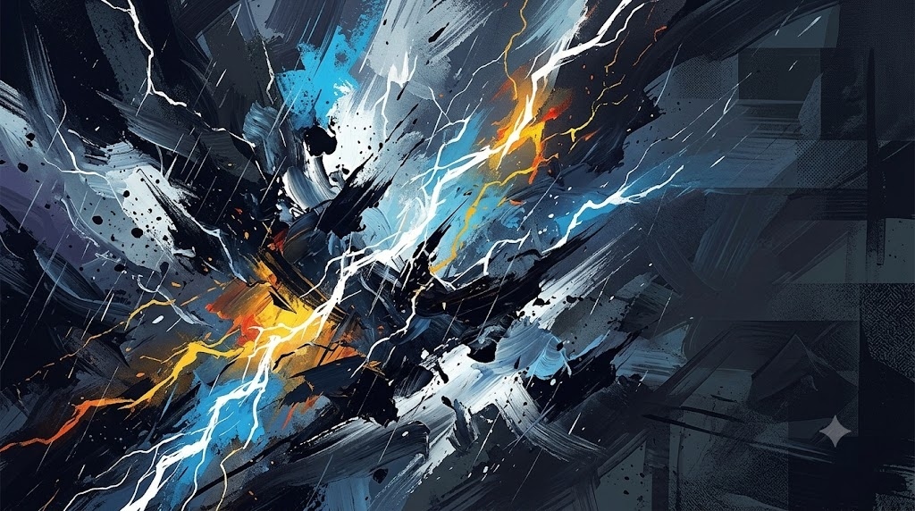 Explosive abstract painting representing the feeli