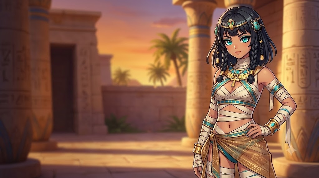 Anime Egyptian cloth mummy girl in bikini 👙